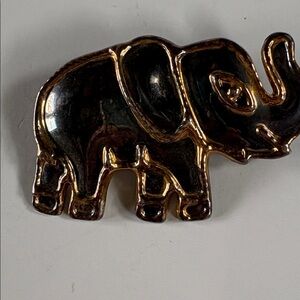 Gold and Black Elephant Brooch